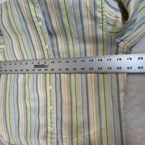 Faconnable Womens Striped Button-Down Shirt Small Long Sleeve 100% Cotton Yellow - Picture 6 of 8